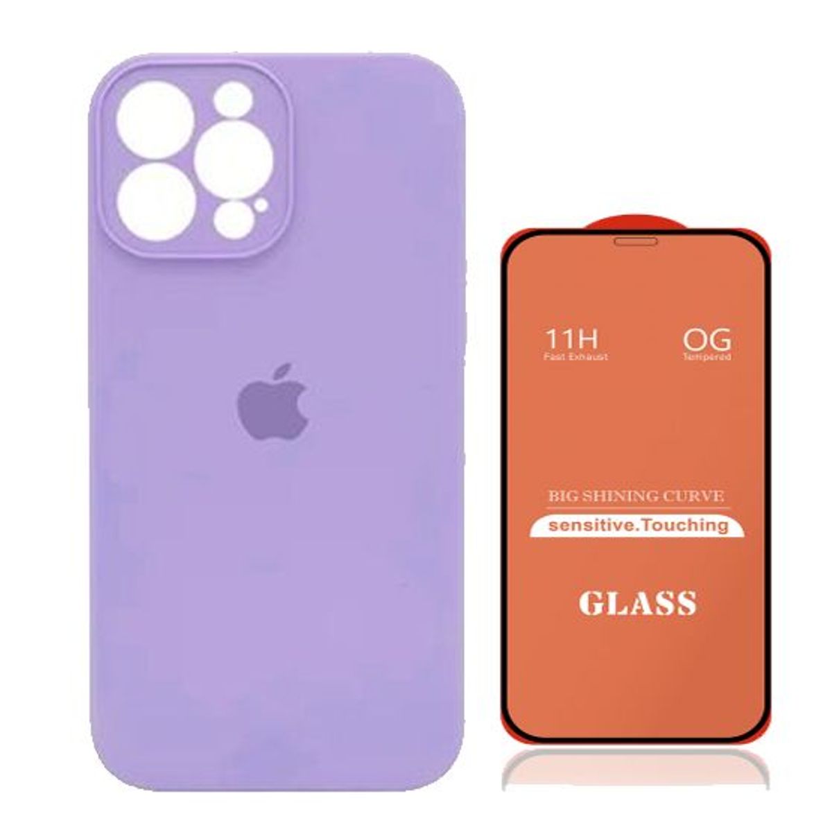 GENERICO - Case Silicona Con P/Cámara Iphone 13 Pro  Lila + Mica De Vidrio Completo
