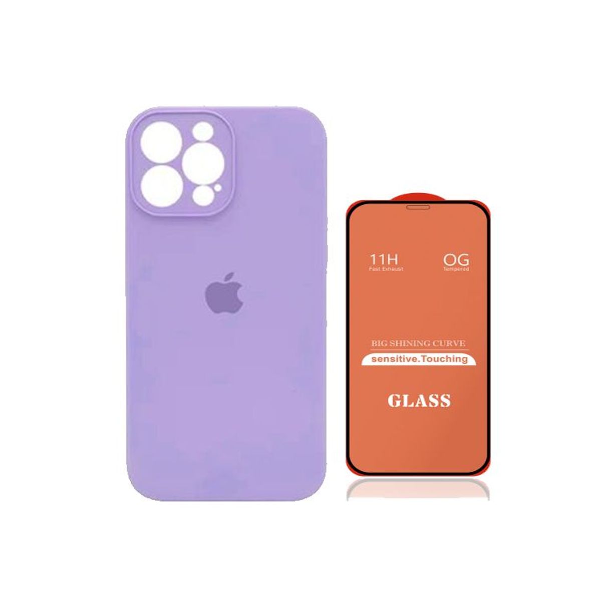 GENERICO - Case Silicona Con P/Cámara Iphone 13 Pro Max  Lila + Mica De Vidrio Completo