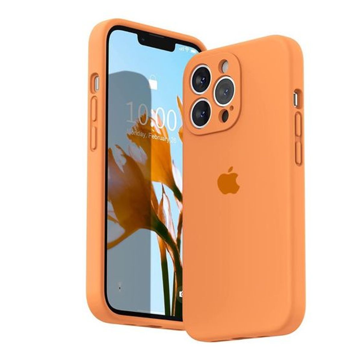GENERICO - Silicone Case Con P/Cámara Iphone 13 Pro - Naranja