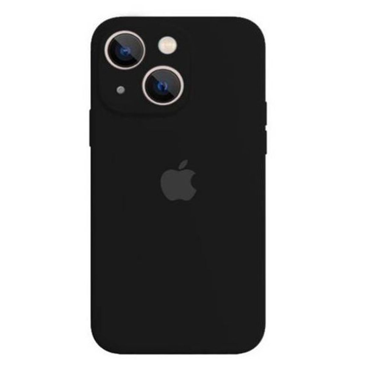 GENERICO - Case Silicona Con P/Cámara Iphone 13  Negro + Mica De Vidrio Completo