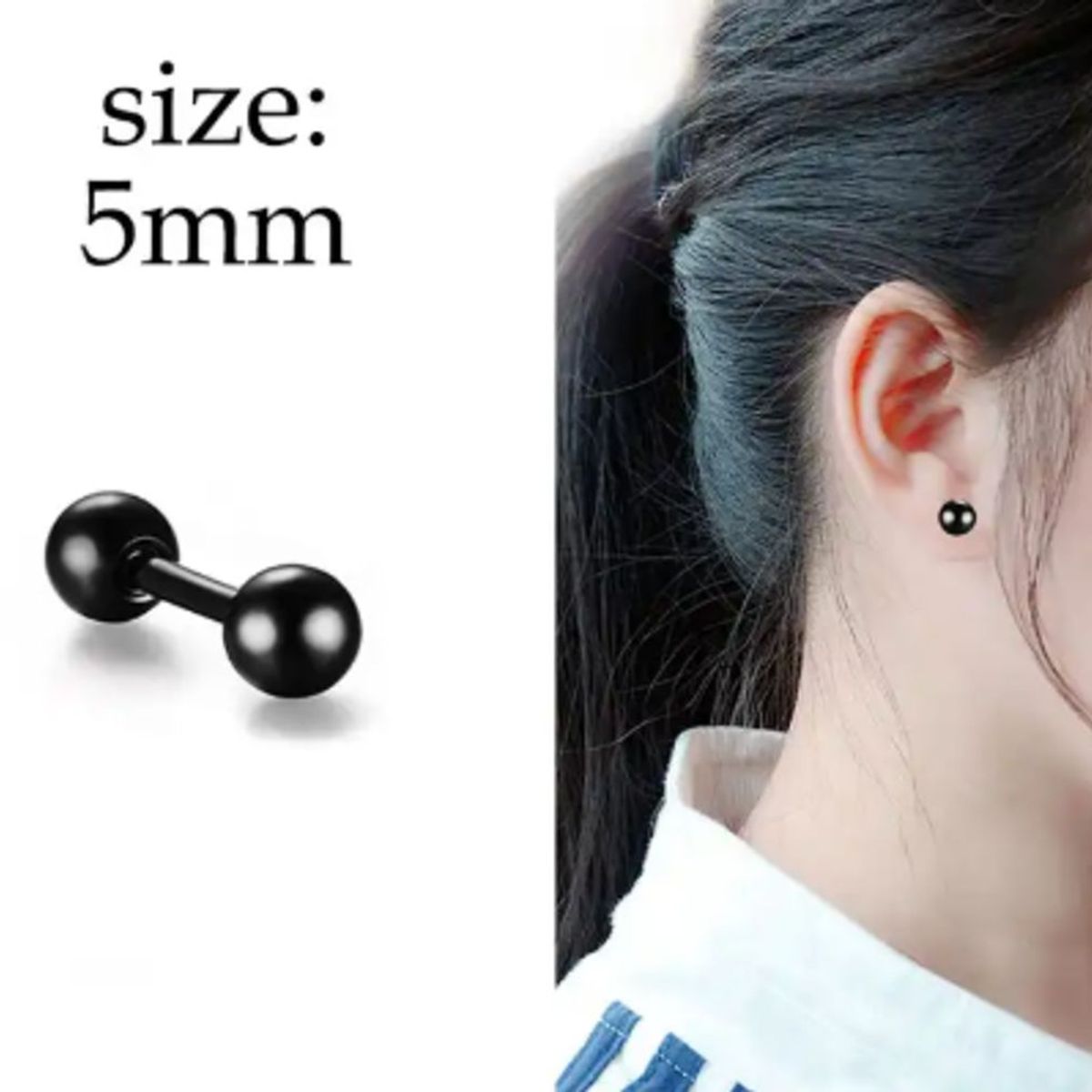 GENERICO - Oferta Aretes de Moda Piercing Punk Rock Negros en Acero Inoxidable