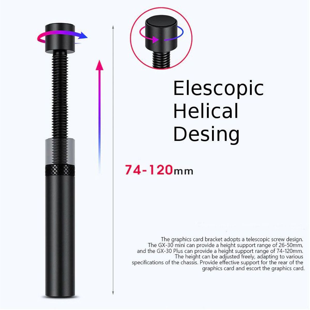 GENERICO - Soporte gpu tarjetas graficas video aleacion extendible telescopica
