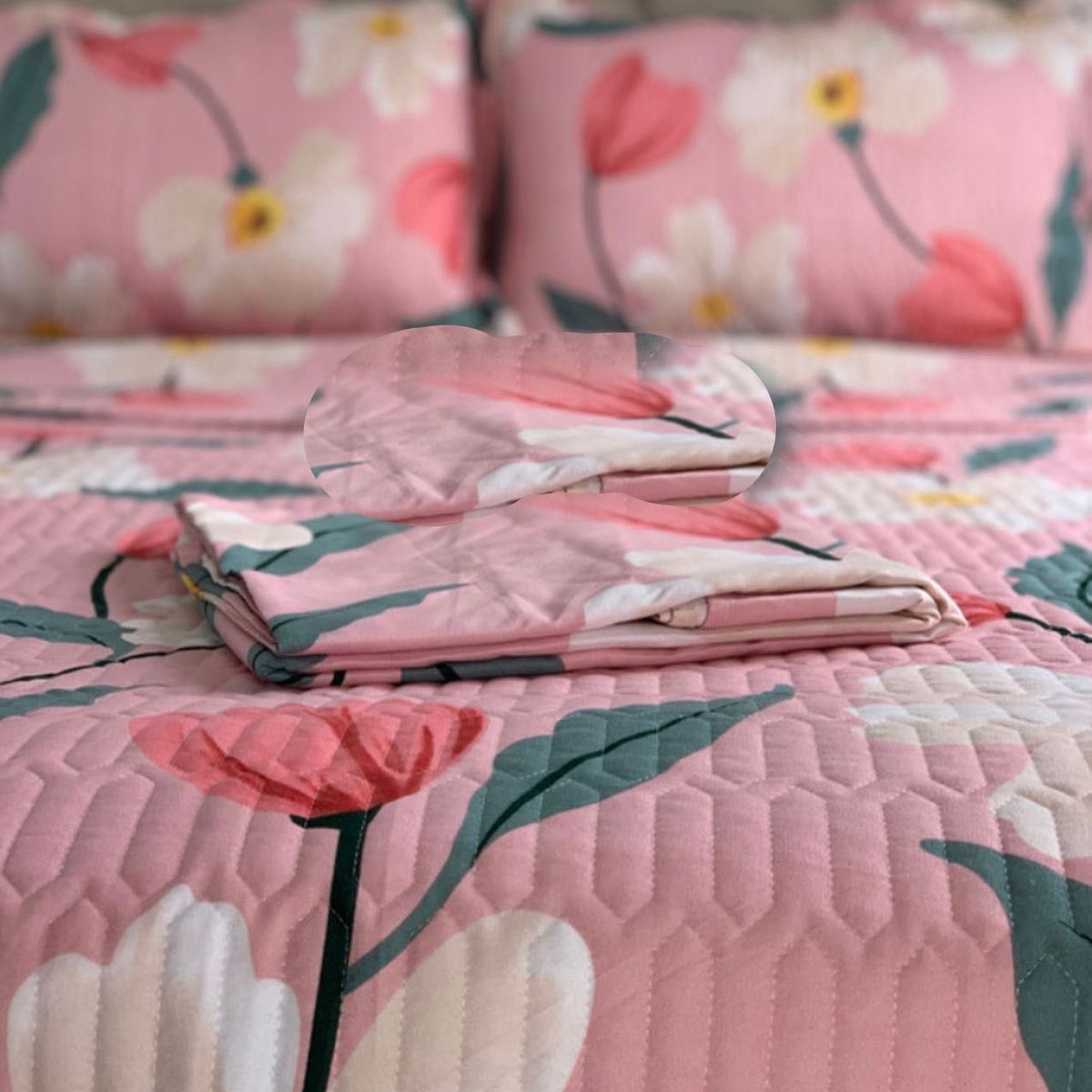 MINGDA - Set De Cubrecama Queen + Set de Sabanas + Fundas de 5 Piezas