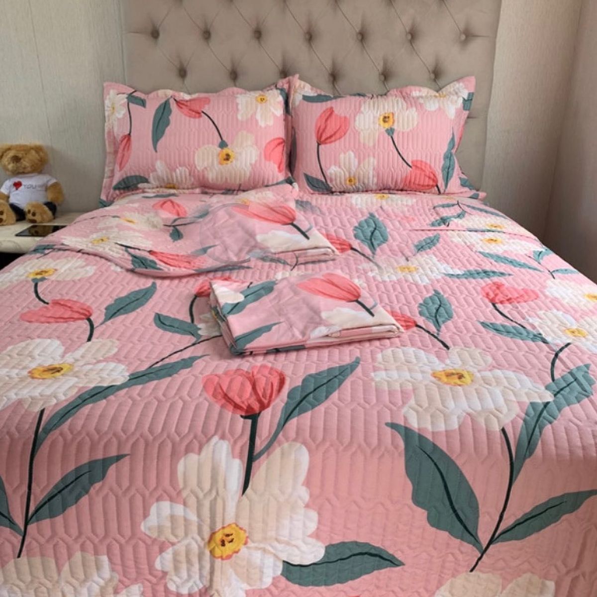 MINGDA - Set De Cubrecama Queen + Set de Sabanas + Fundas de 5 Piezas