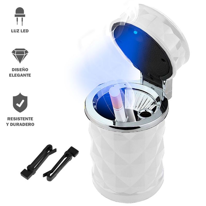 SASHIJA - Cenicero Portátil con Tapa Luz LED para Auto T12 BL