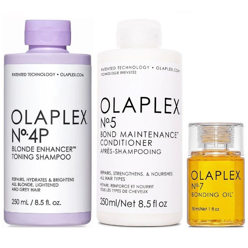 OLAPLEX - Olaplex N°4P + N°5 + N°7 Shampoo Cabello Rubio Acondicionador Aceite