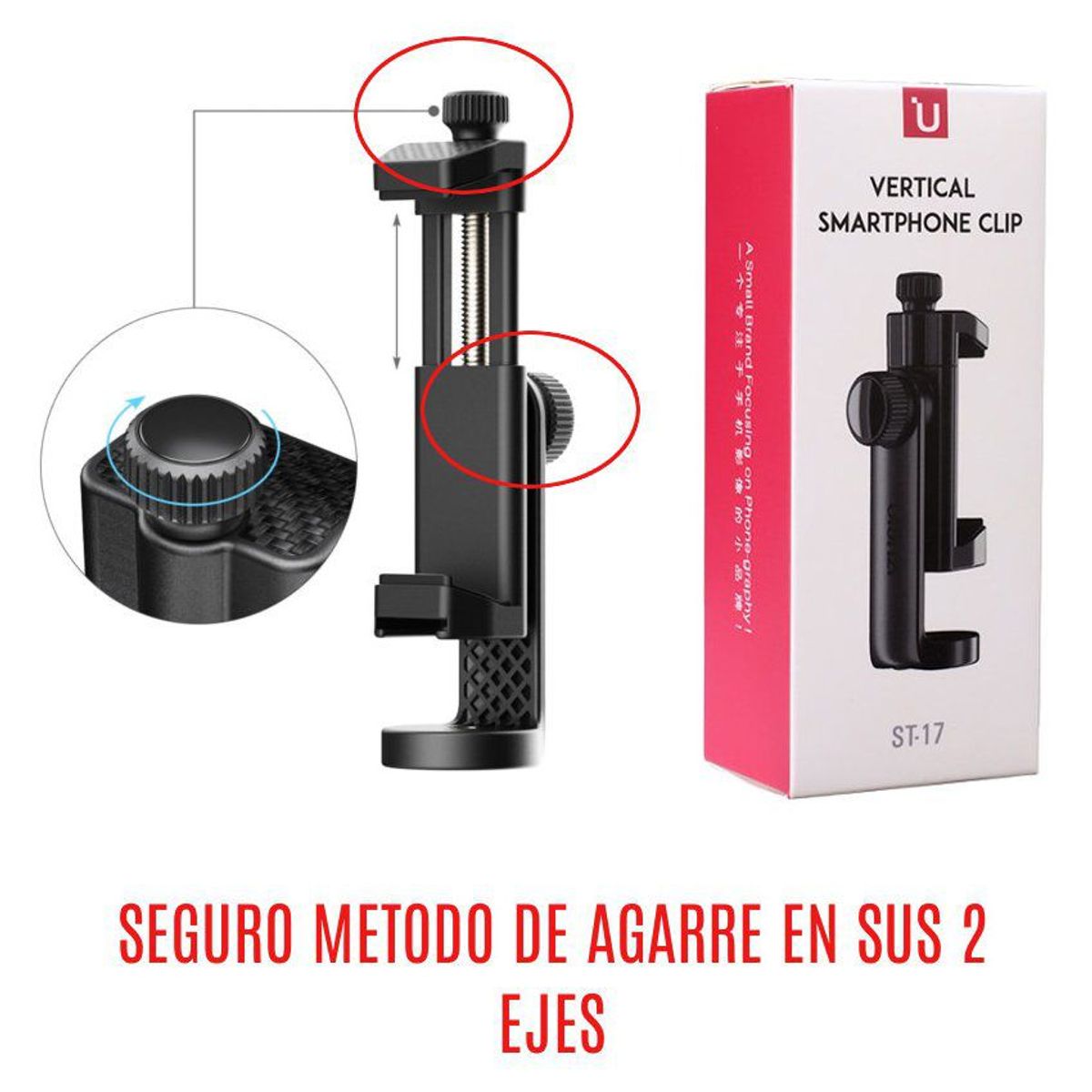 ULANZI - Adaptador holder soporte 360 celulares selfie monopod tripode