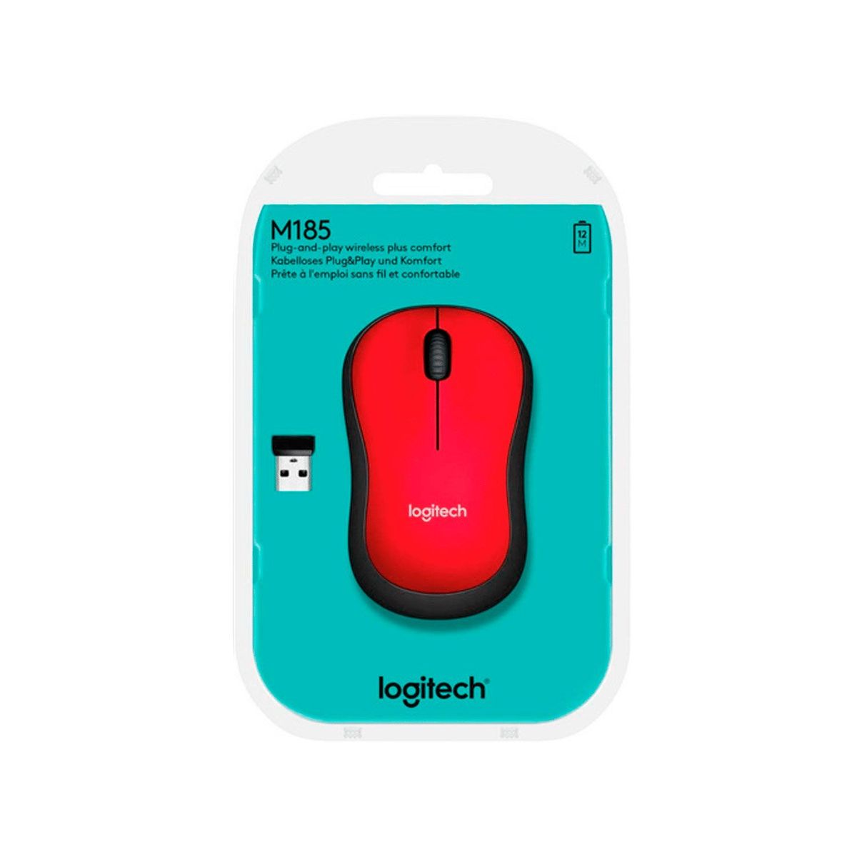 LOGITECH - Mouse Logitech M185 Red Inalambrico usb Laptop  Red
