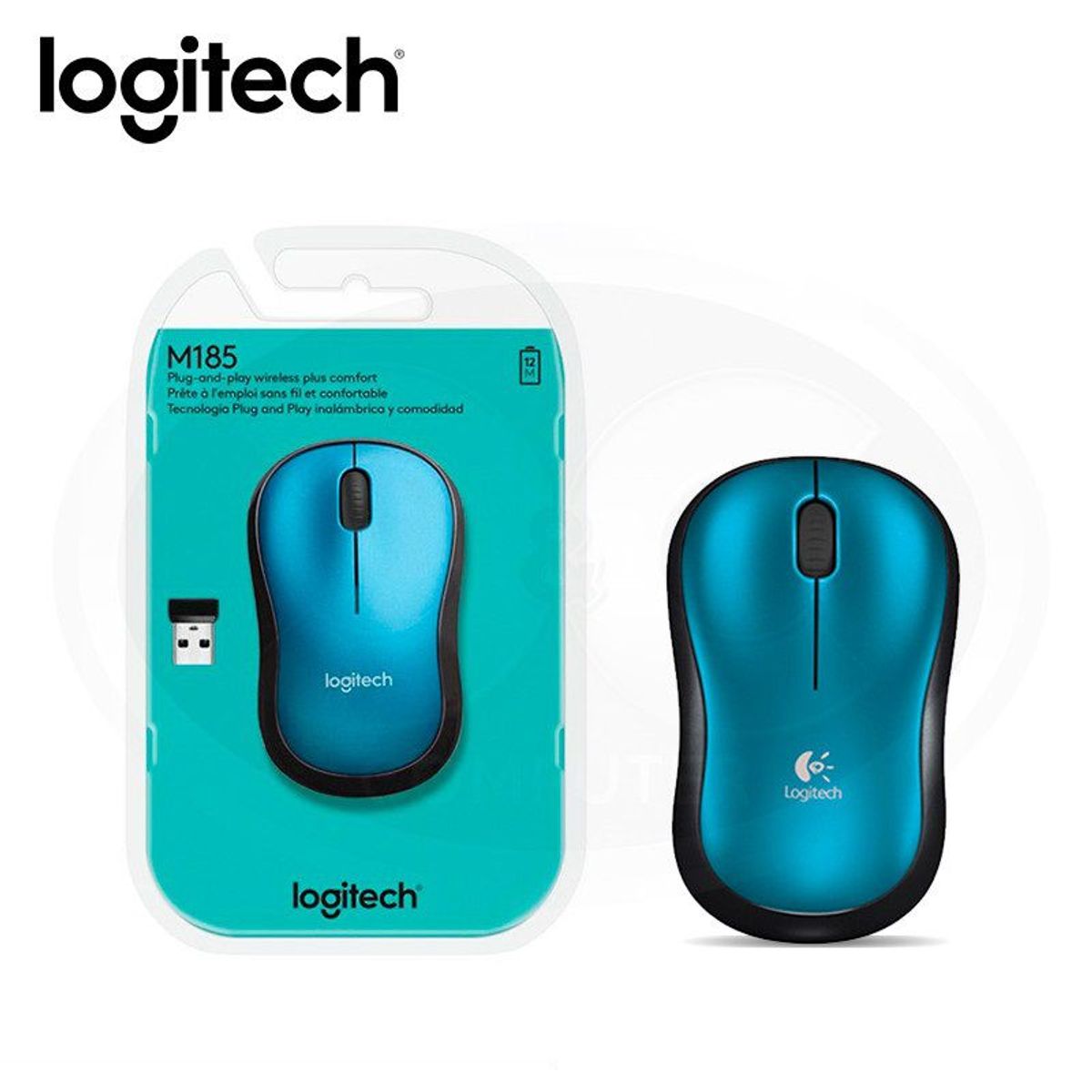 LOGITECH - Mouse Logitech M185 Red Inalambrico usb Laptop  Azul