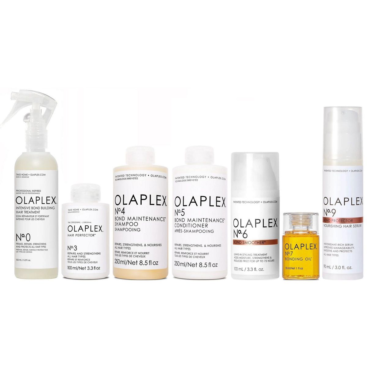OLAPLEX - Olaplex N°0 + N°3 + N°4 + N°5 + N°6 + N°7 + N°9 Tratamiento Reparador
