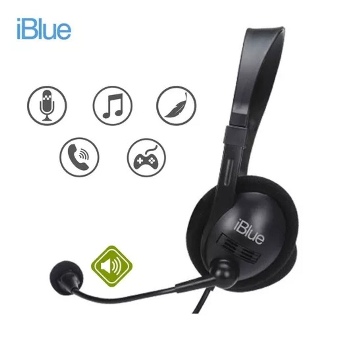 IBLUE - Audifono Microfono Usb Iblue chat Link Call center 3001 bk
