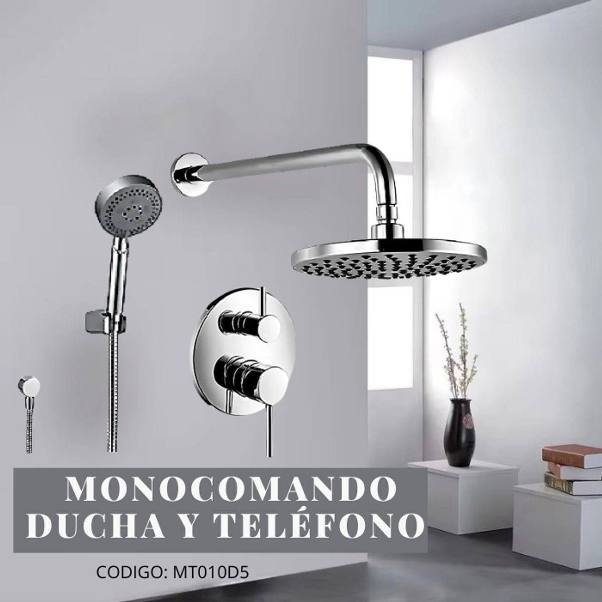 XM - MEZCLADORA MONOCOMANDO DUCHA Y TELÉFONO CROMADO MT010D5