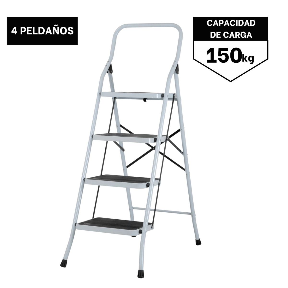 PRETUL - Escalera tubular plegable 4 peldaños de acero Pretul