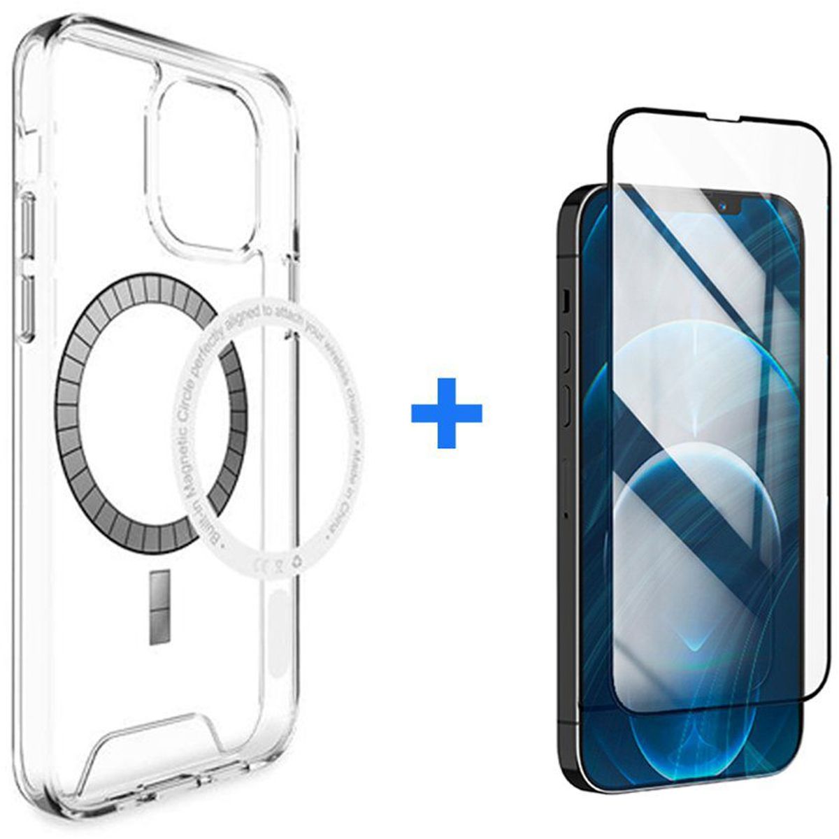 CASE - Case space magsafe y vidrio 21d para iphone 13 pro -transparente