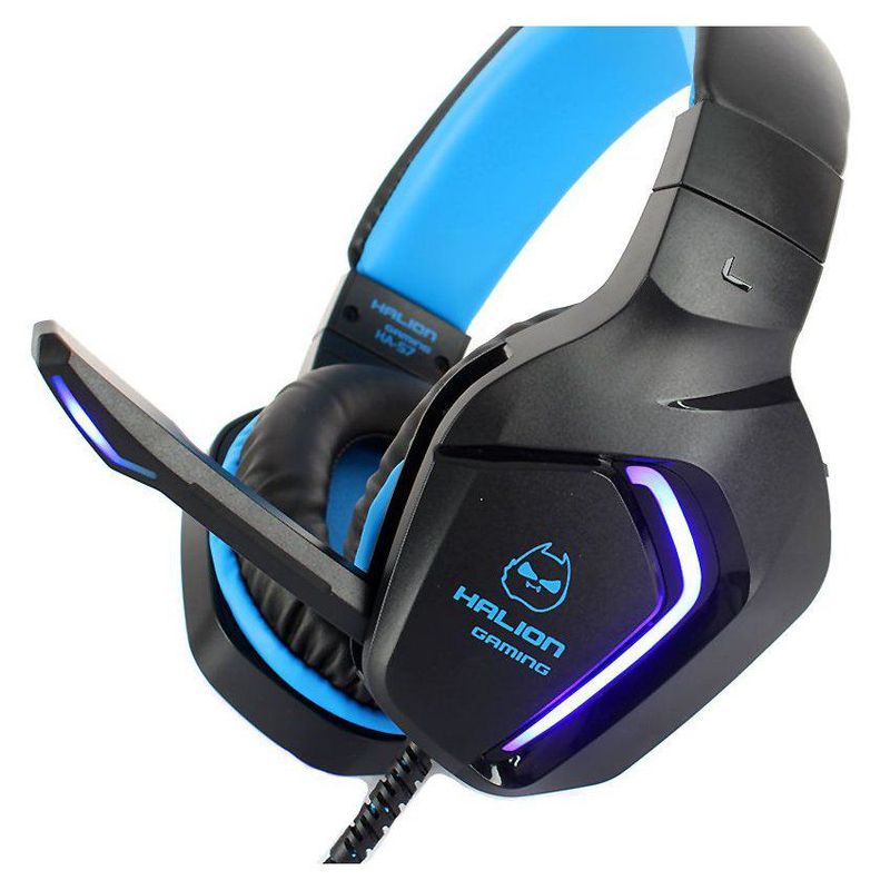 HALION - AUDIFONO GAMER CON MICROFONO HALION S7 PLUG 3.5 MM + USB LUZ LED AZUL