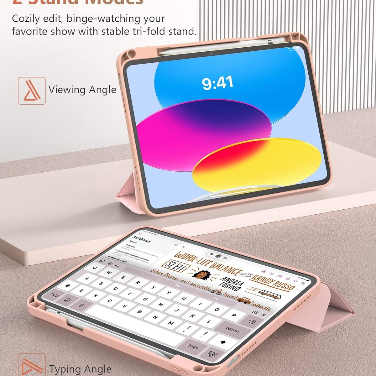 GENERICO - Case Cover Funda Para iPad 10ma Gen 10.9 (2022) Porta Pencil - ROSADO