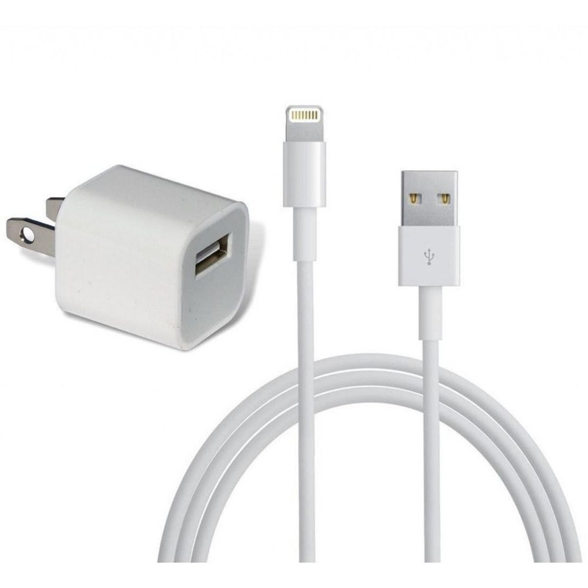 GENERICO - Cargador  + cable iphone 1 metro 5/6/7/8/ plus - blanco
