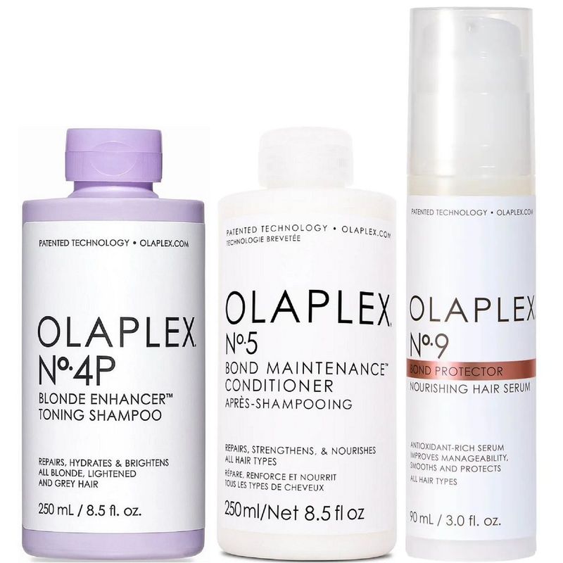 OLAPLEX - Olaplex N°4P + N°5 + N°9 Shampoo Cabello Rubio + Acondicionador Sérum