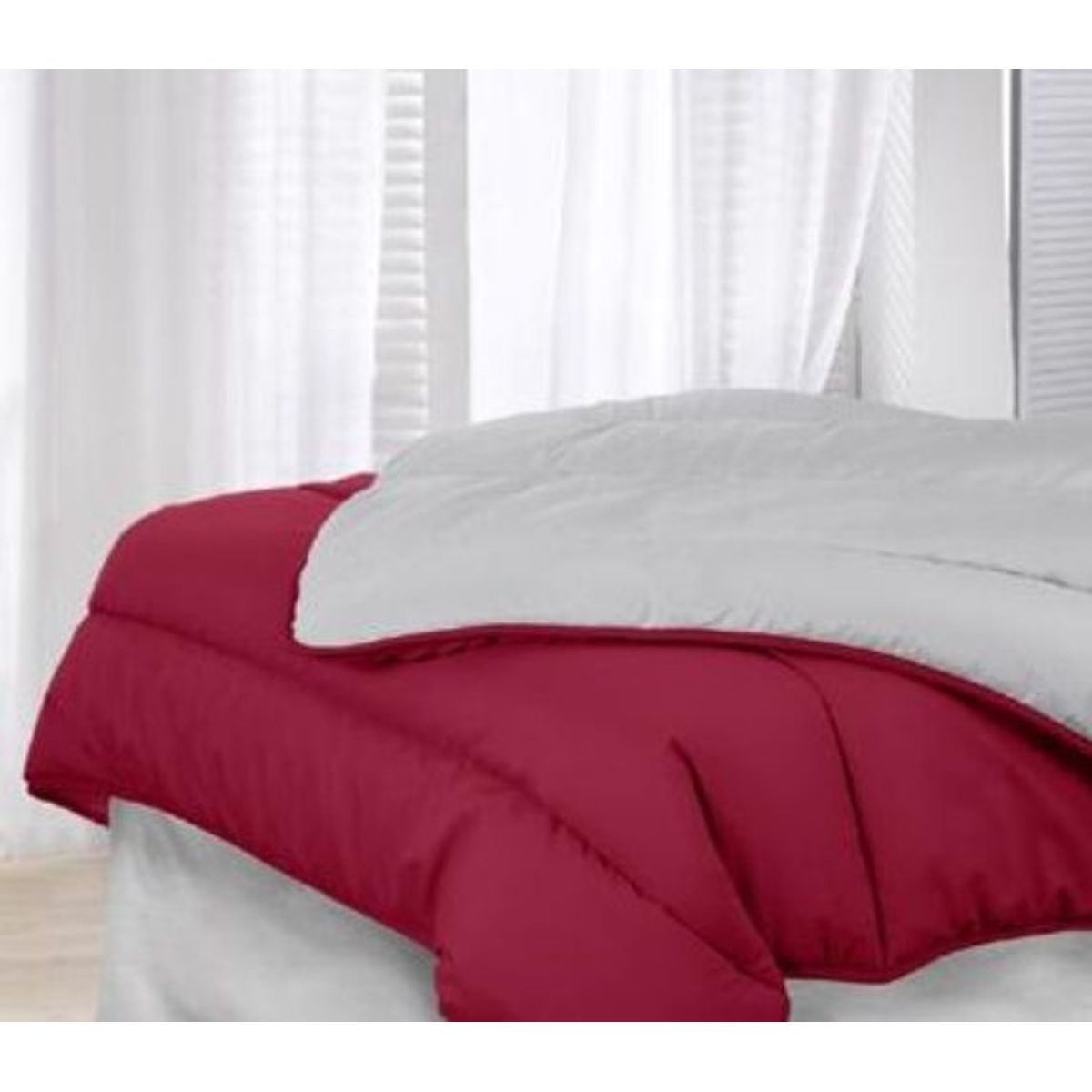 ARLIN TEXTIL - Edredon Damasco Bicolor Queen Color Guinda /  Plomo