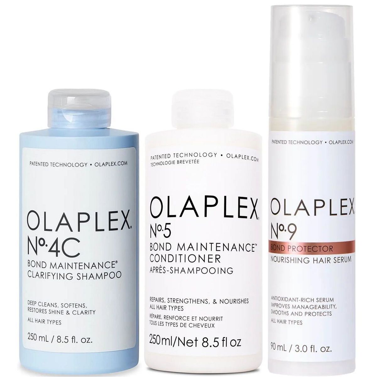 OLAPLEX - Olaplex N°4C + N°5 + N°9 Shampoo Clarificante + Acondicionador + Sérum