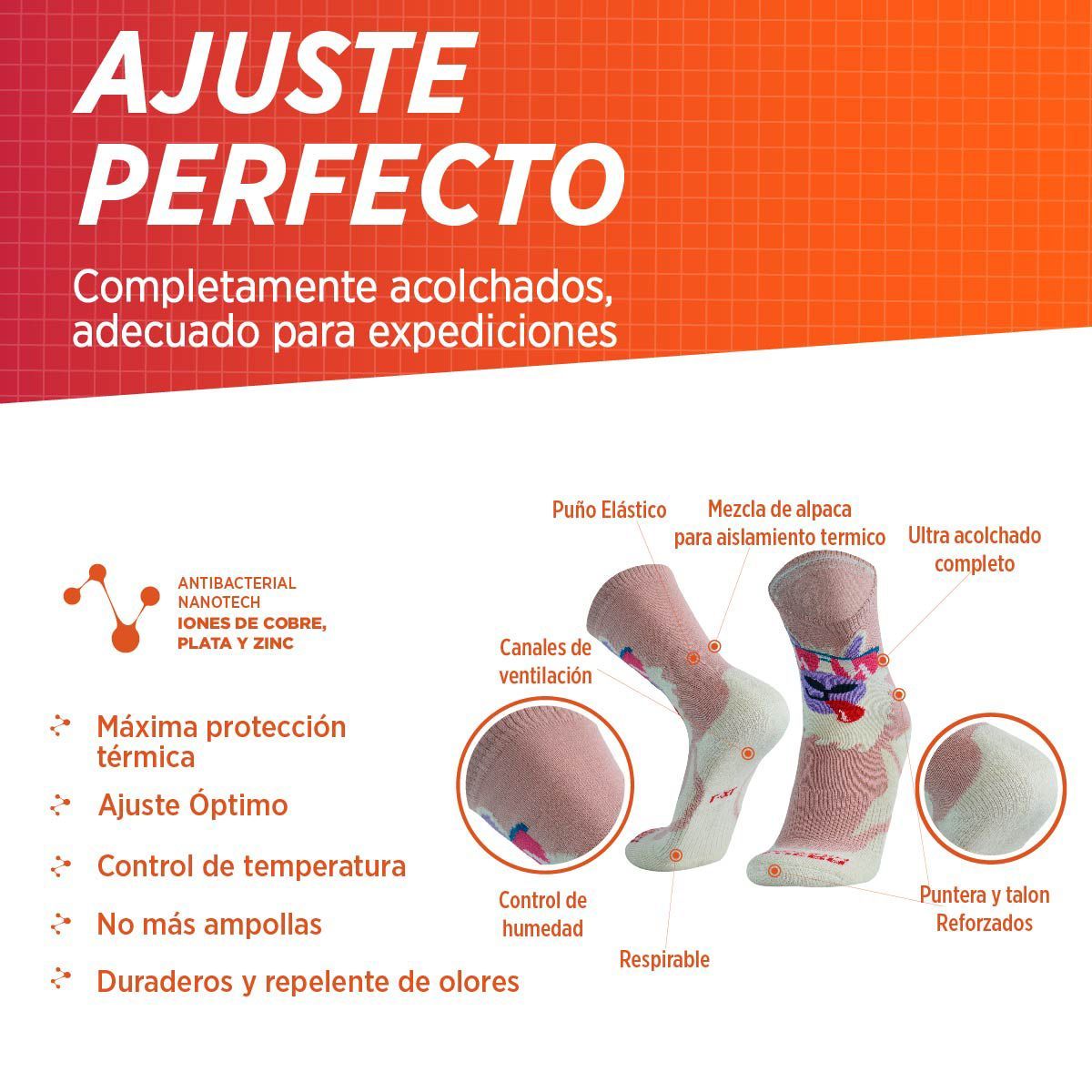 SILVERA NANOTECH - Medias Deportivas ALPALOCA Baby Alpaca Hike  Trek Hombre Mujer