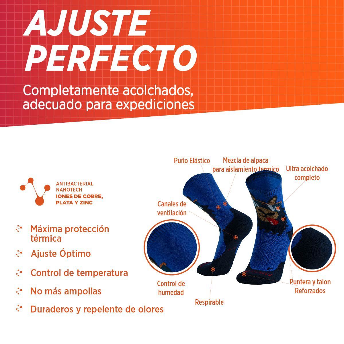 SILVERA NANOTECH - Medias Deportivas ALPALOCA Baby Alpaca Hike  Trek Hombre Mujer