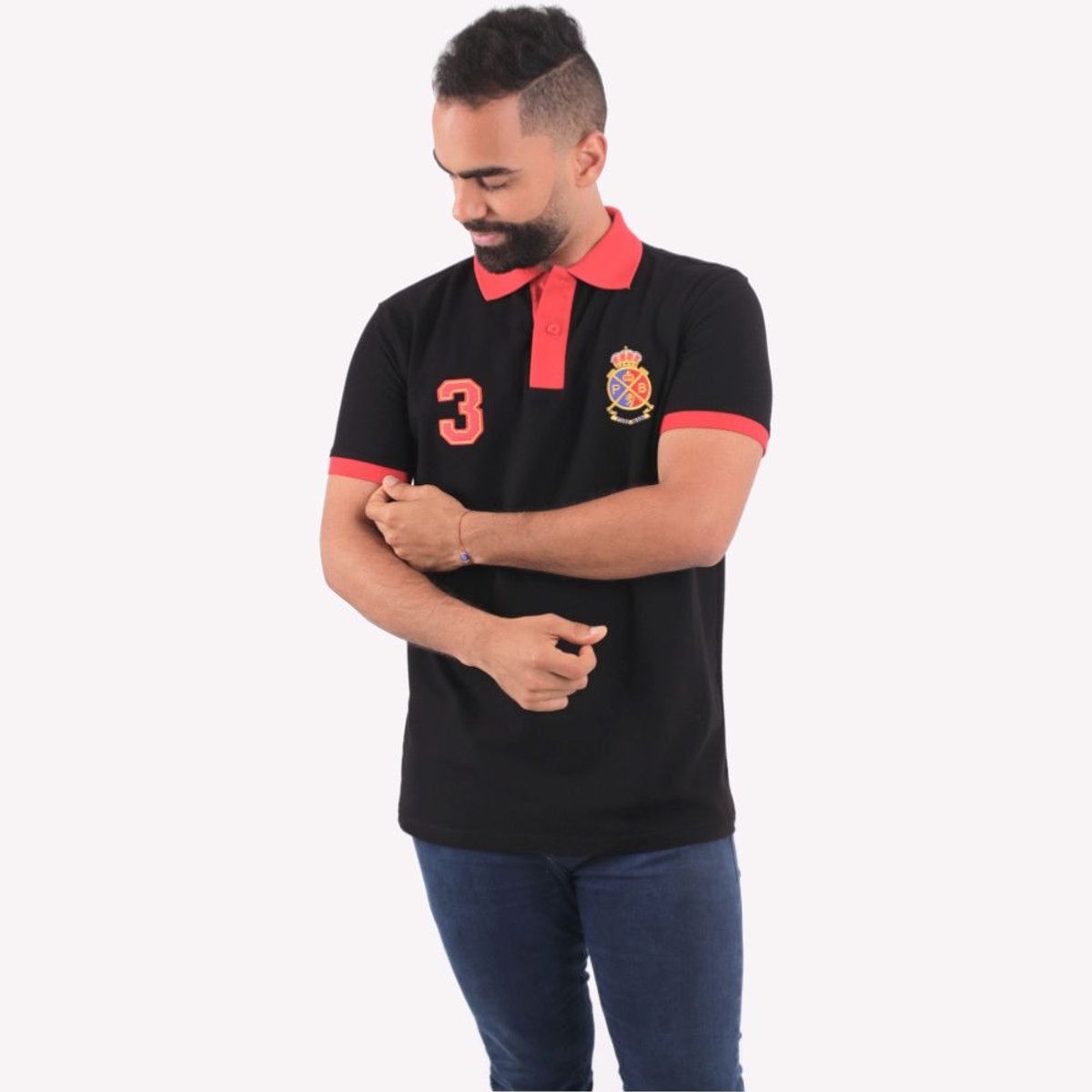 GENERICO - Polo con Cuello Camisero Manga Corta Hombre Piero Biani - Negro.