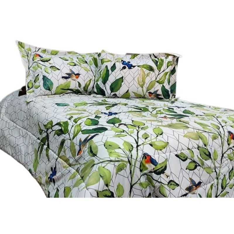 ARLIN TEXTIL - Edredon Estampado Queen Hojas
