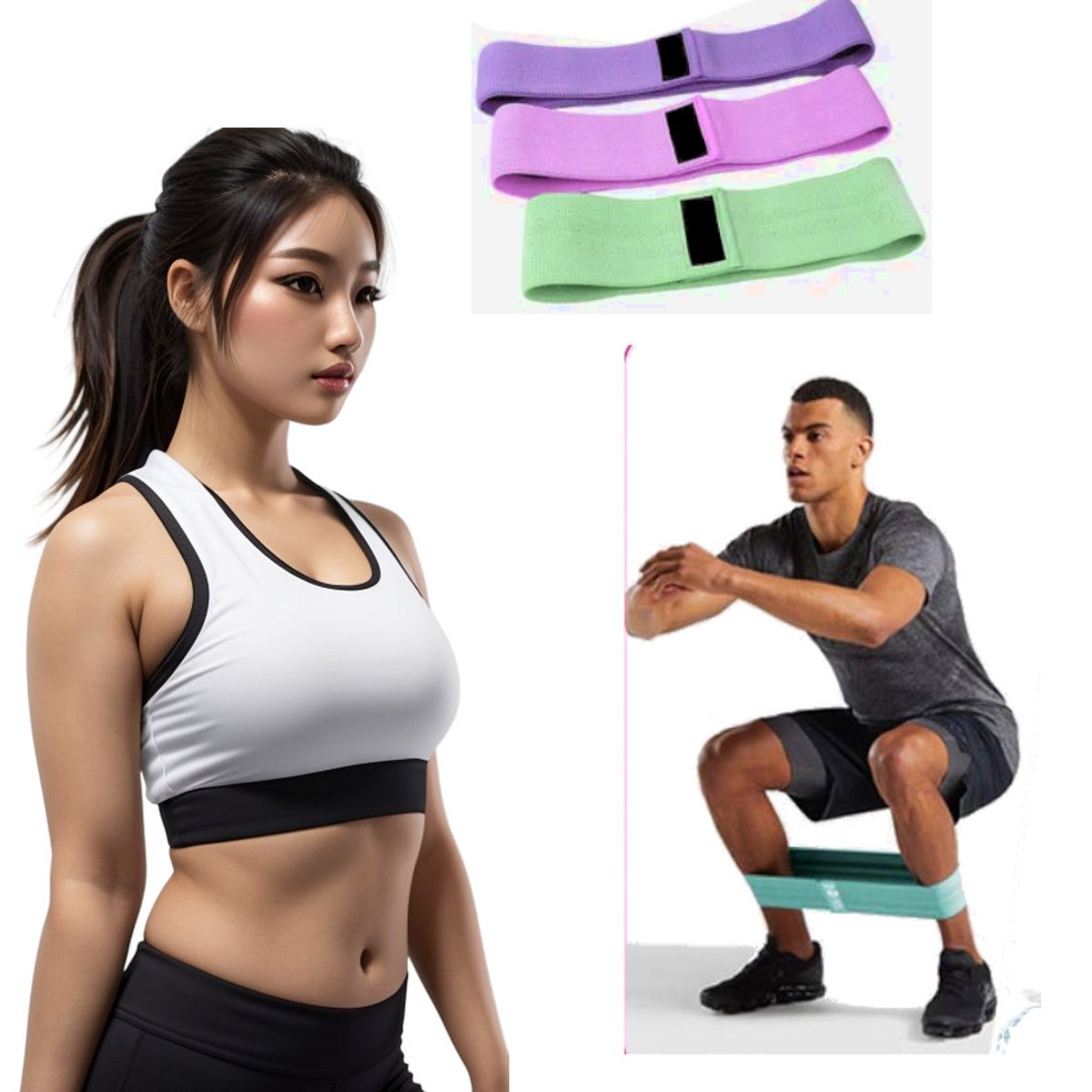 OEM - Set 3 bandas ligas resistencia no latex piernas gluteo muslo