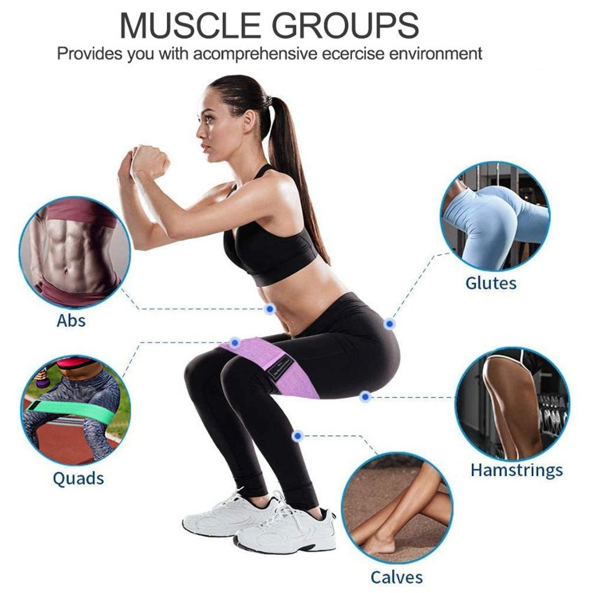 OEM - Set 3 bandas ligas resistencia no latex piernas gluteo muslo