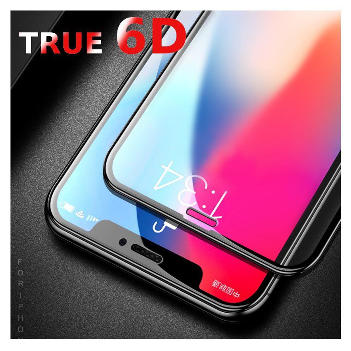 GENERICO - Mica de vidrio iphone x 10 completa pantalla curvo maxima protector