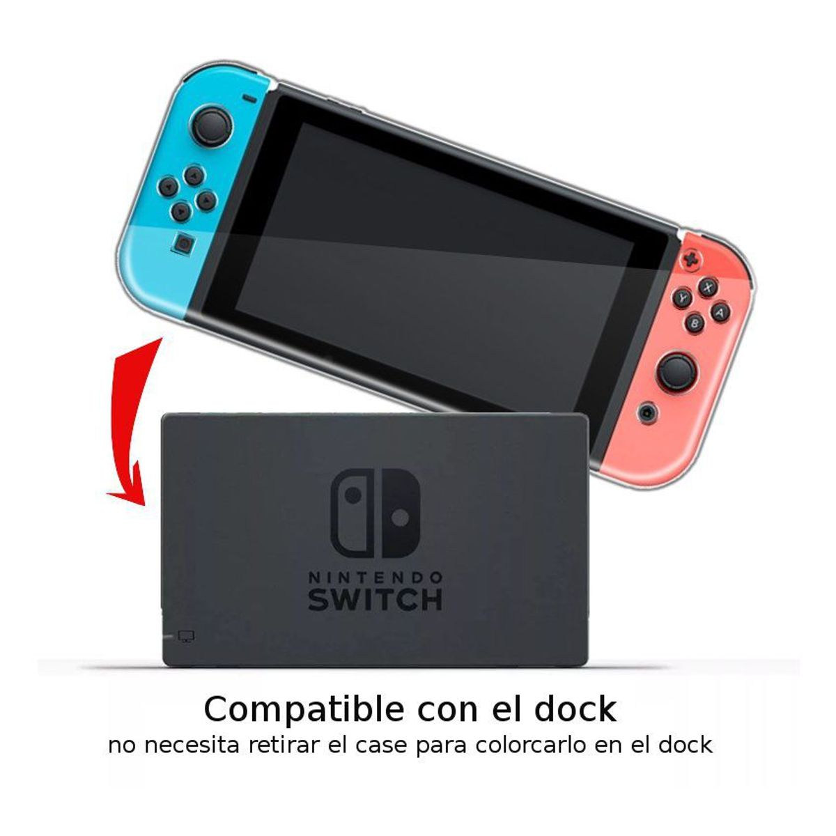 GENERICO - Clear case 360 nintendo switch protector back cover 5pza full