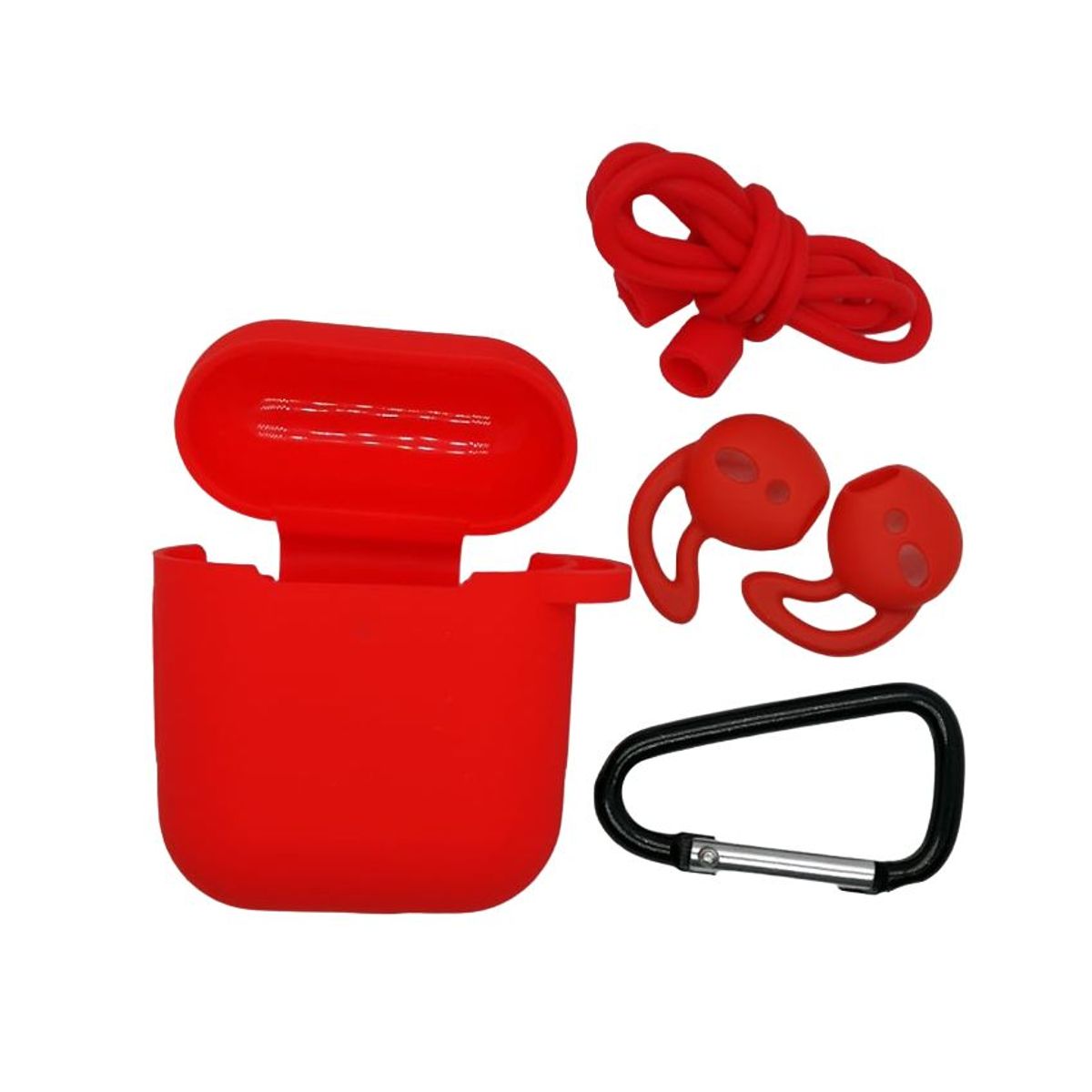 OEM - Case Estuche Funda Protector para Apple AirPods - Kit 5 En 1 - ROJO