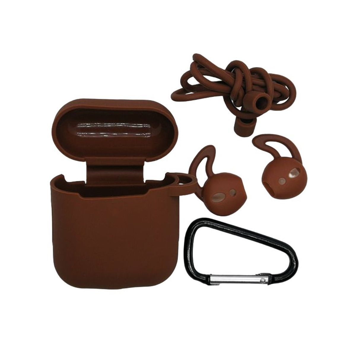 OEM - Case Estuche Funda Protector para Apple AirPods - Kit 5 En 1 - MARRON