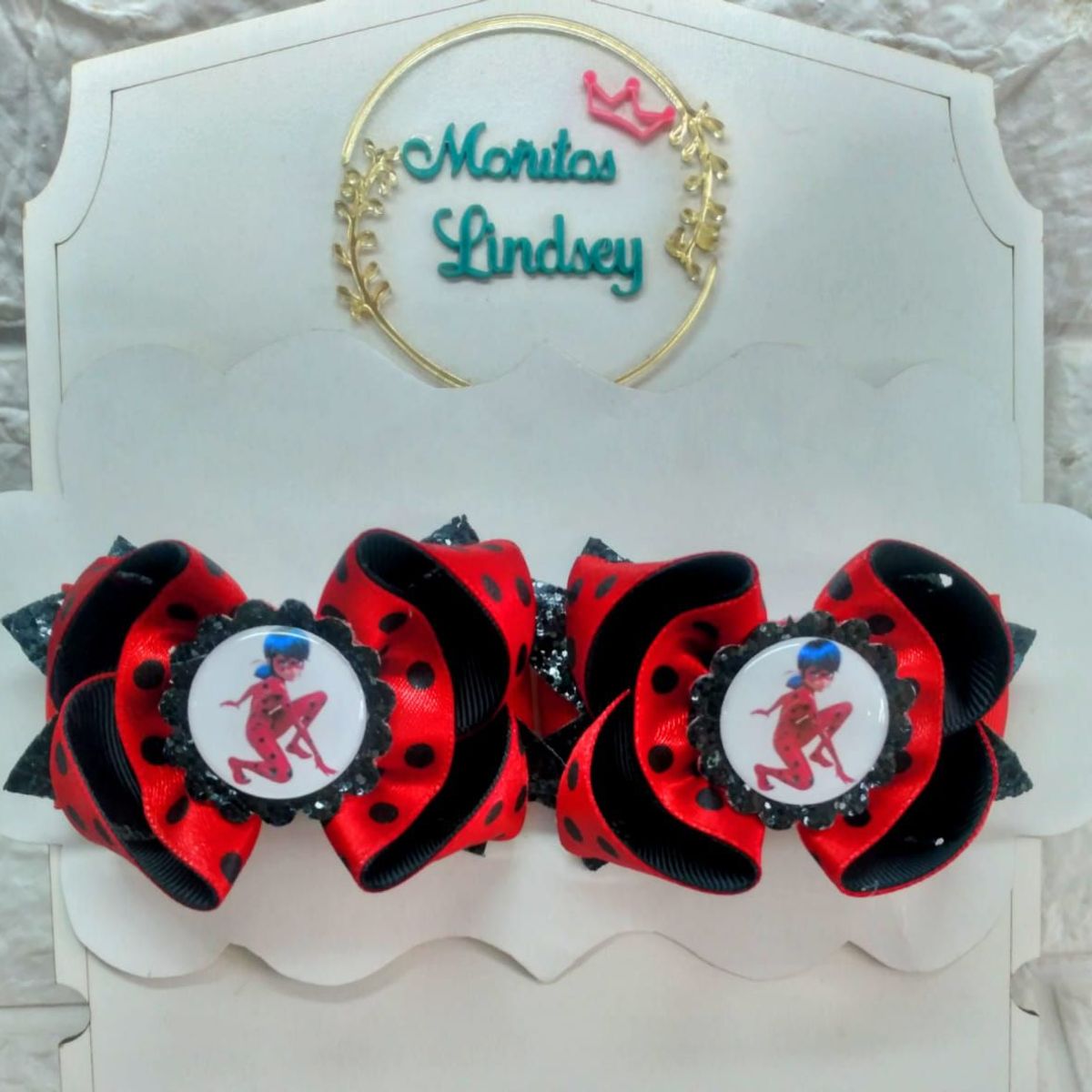 GENERICO - Set Lady Vincha y Ganchos  - Rojo / Negro