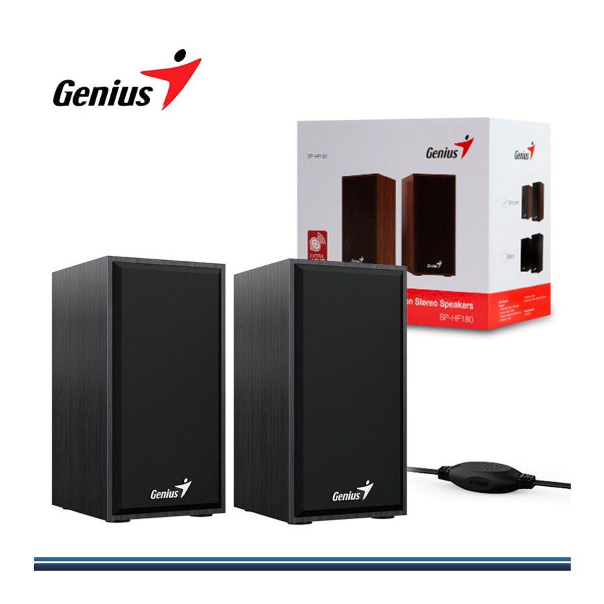 GENIUS - Parlante Madera Stereo Usb Genius black Pc Laptop Hf180