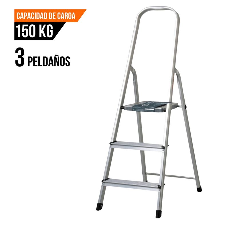 TRUPER - Escalera Tubular Plegable 3 peldaños de aluminio Truper