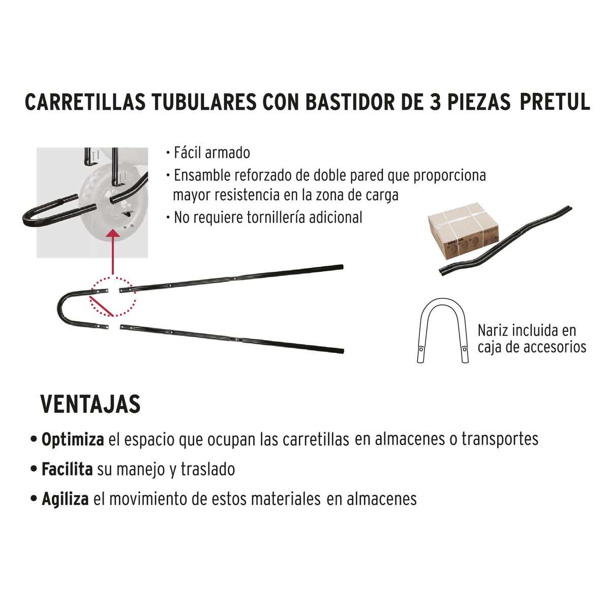 PRETUL - Carretilla Buggy 80 Litros 5.5 Ft3 350 Kg Pretul