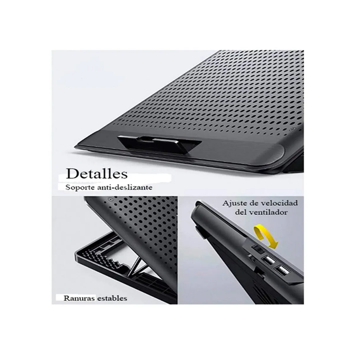 NUOXINTR - Cooler laptop Q5 Aluminio Negro