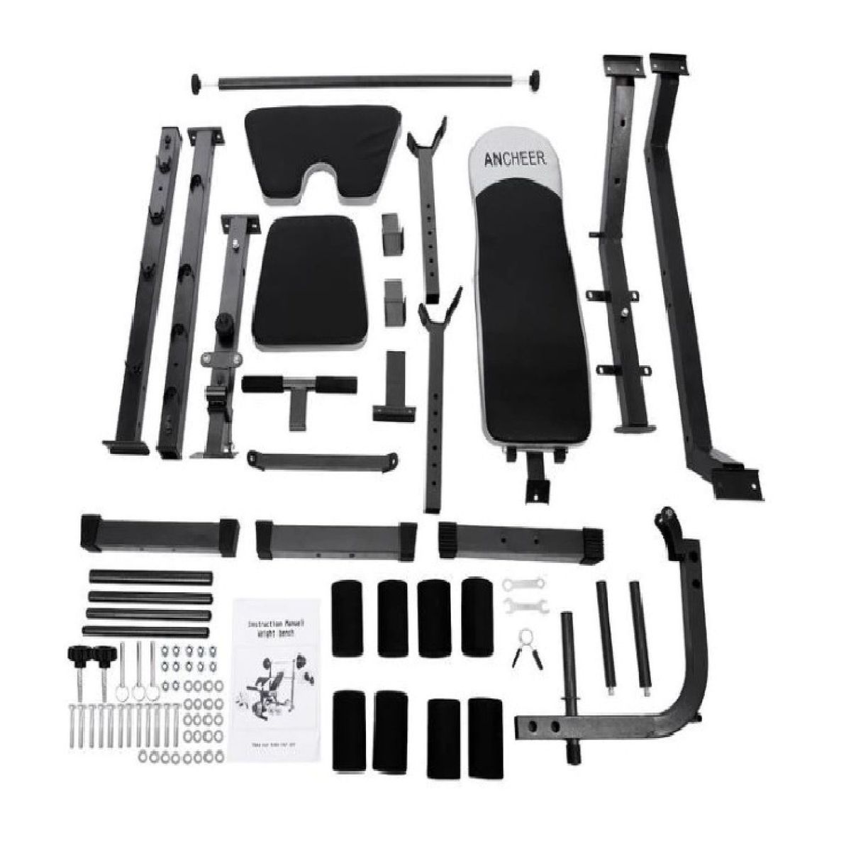 ALPHA GYM - Banca para pesas multifuncional mini gym con predicador