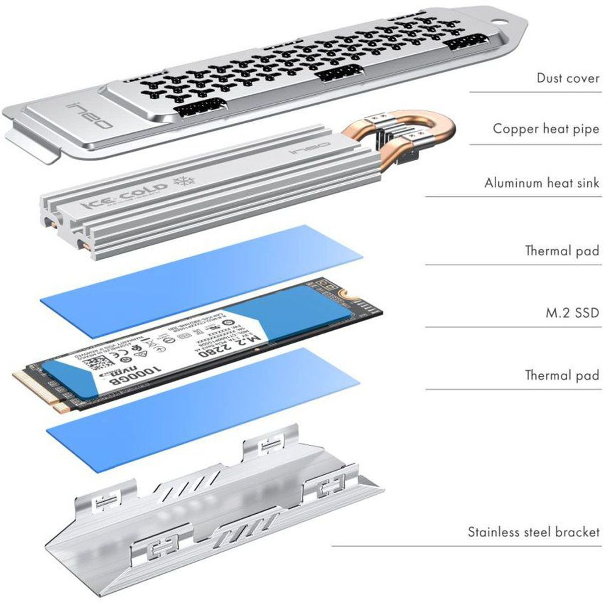 INEO - Disipador termico calor ineo ps5 m.2 nvme gaming ssd playstation 5