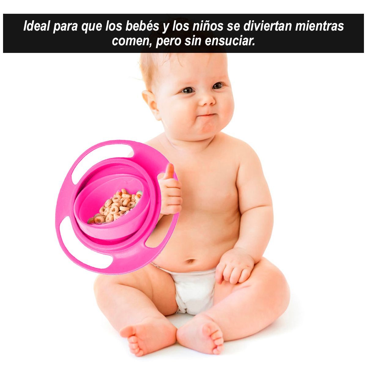 GENERICO - Plato Giratorio Antiderrame Niños y Bebés 360° Rosado
