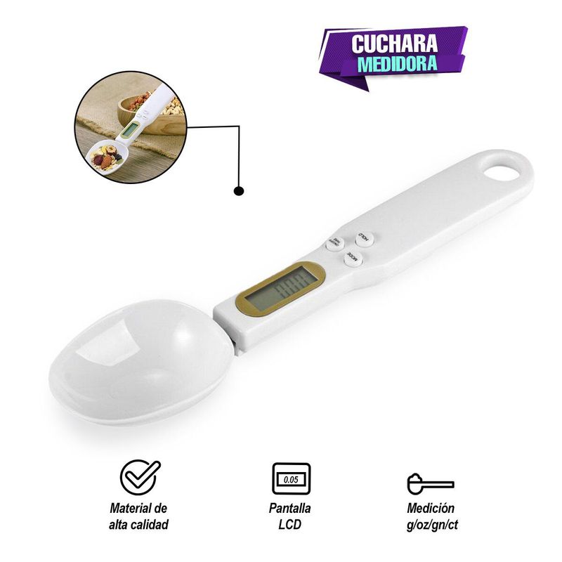 GENERICO - Cuchara Medidora Blanco de Cocina con pantalla LED