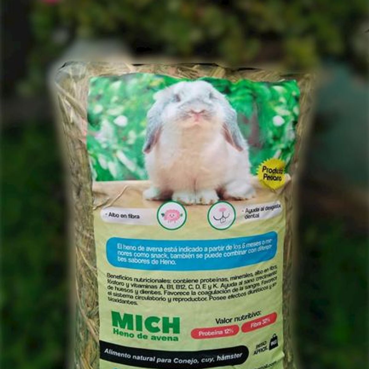 GENERICO - Heno Mich Avena 1kg comida conejo alimento