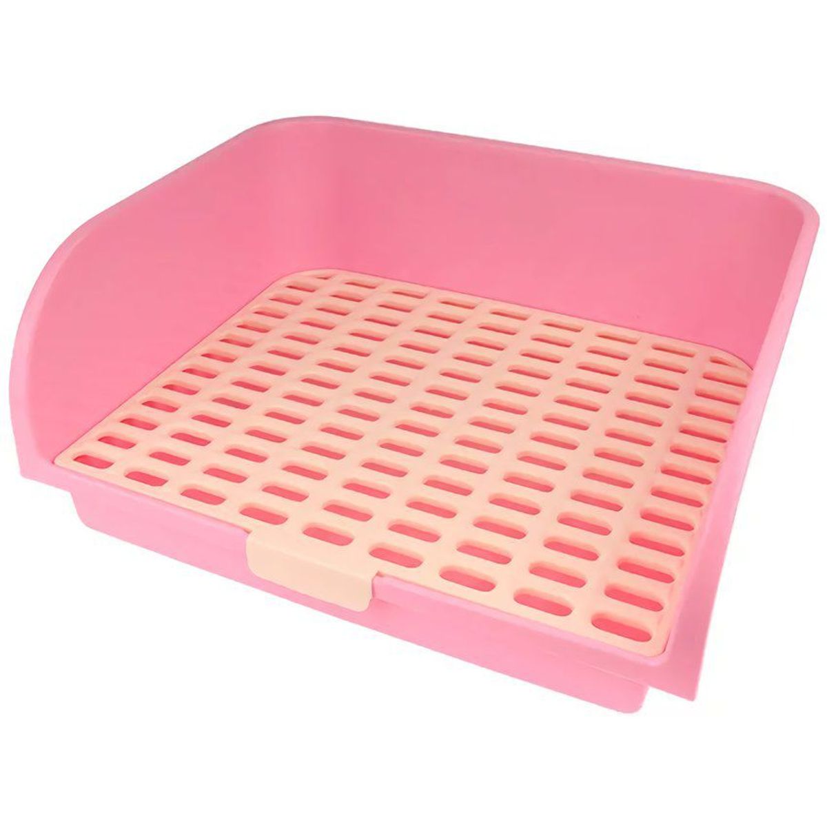 GENERICO - Baño para conejo o cuy XL paredes altas esquinero rosado