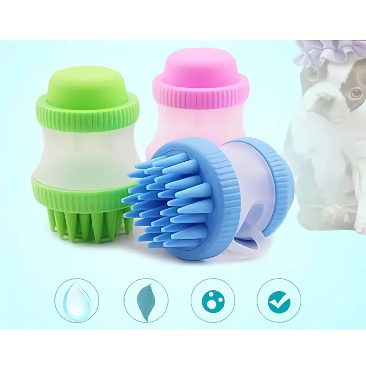 GENERICO - Cepillo dispensador de shampoo para perro masajeador de baño