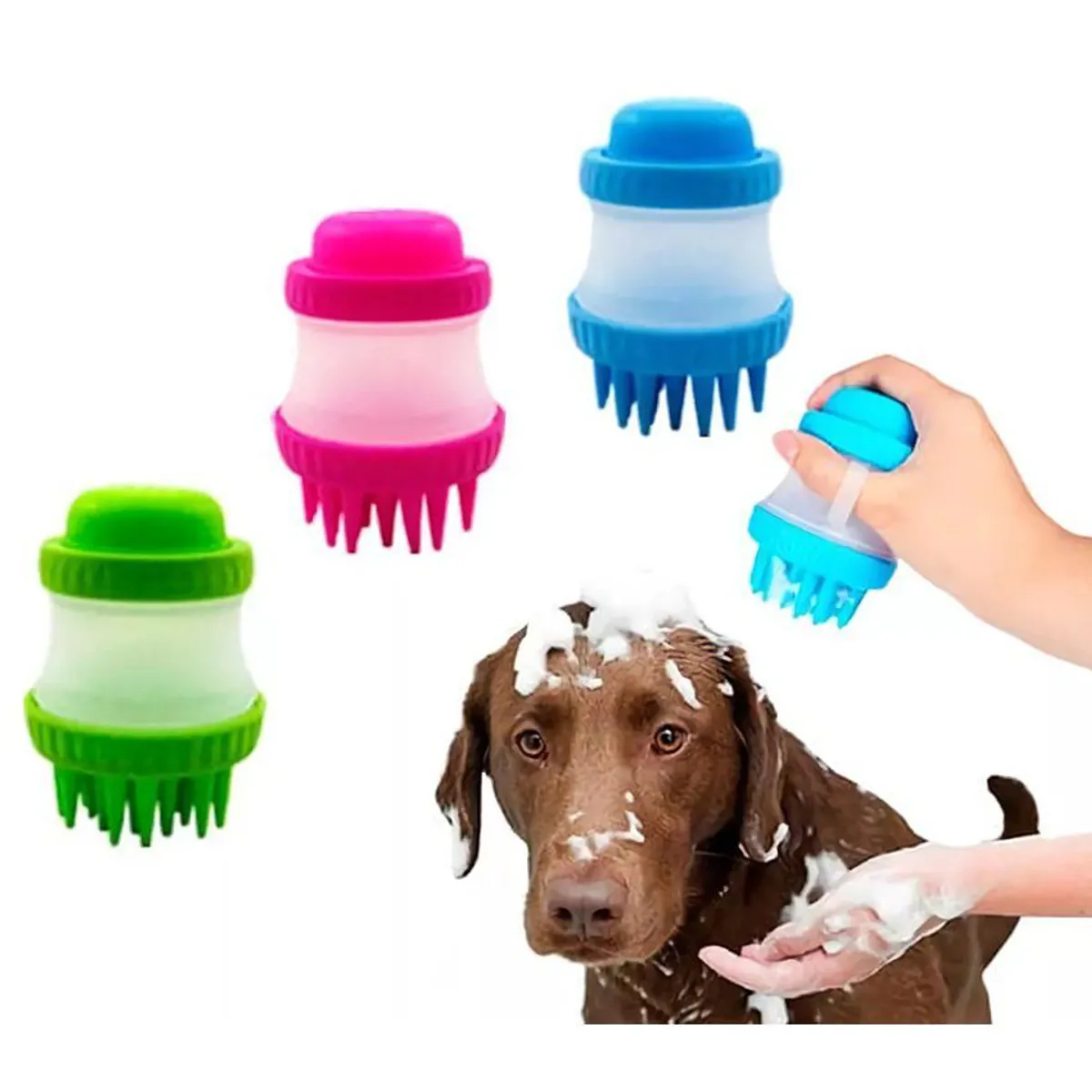 GENERICO - Cepillo dispensador de shampoo para perro masajeador de baño