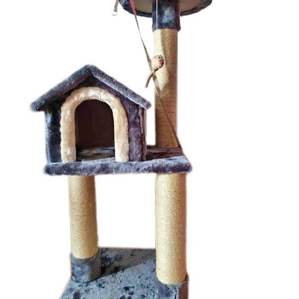 GENERICO - Gimnasio rascador para gatos madera 3 niveles plomo