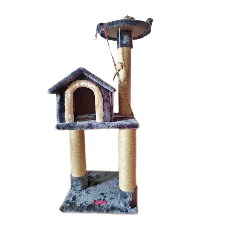 GENERICO - Gimnasio rascador para gatos madera 3 niveles plomo