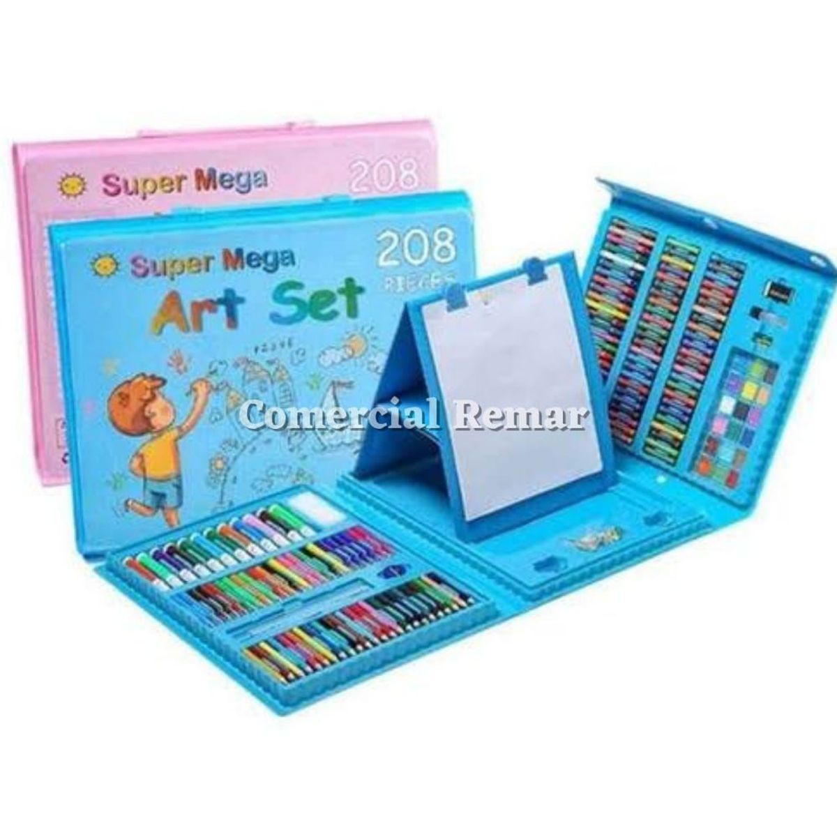 GENERICO - Mega Set de Arte y Dibujo 208 pcs para Niño - CELESTE